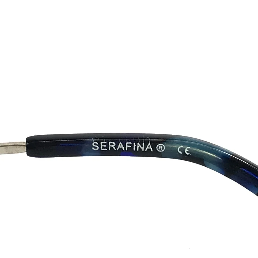 Serafina Eyeglasses Frames EMERSON SILVER Cat Eye Wire Rim 52-19-140